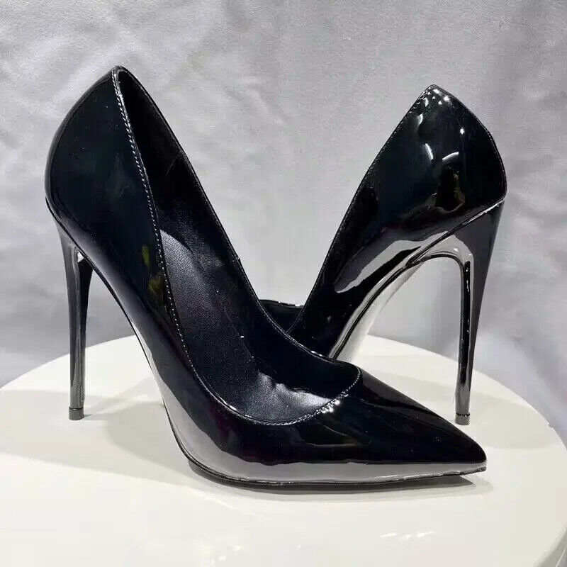 Women Patent Leather Stiletto Sexy Pumps Pointed Toe High Heels Wedding Shoes - Picture 19 of 26