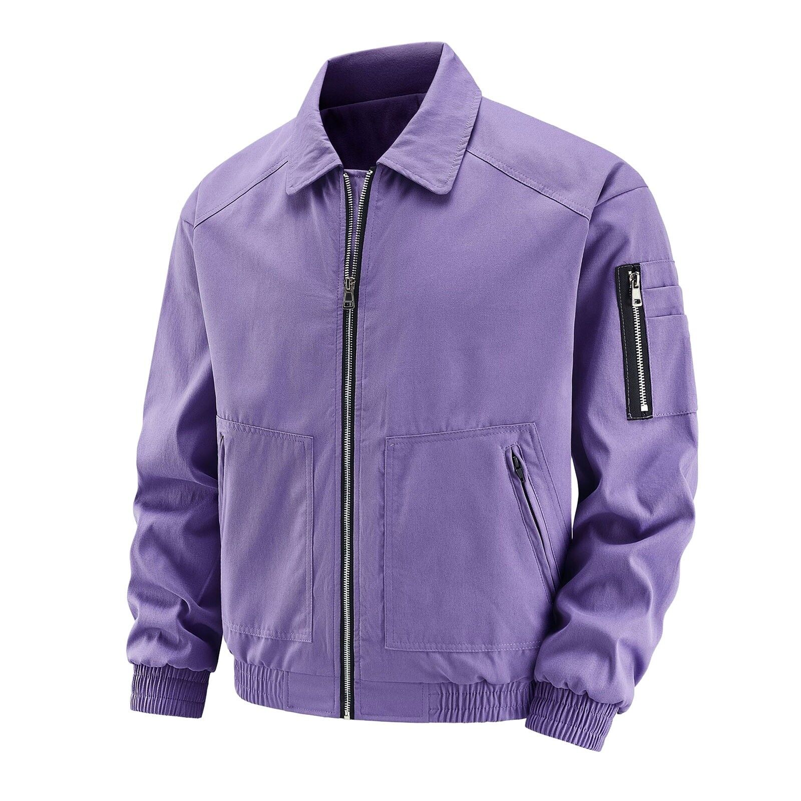 Chaqueta de béisbol de color liso para hombre al aire libre primavera/otoño piloto chaqueta de vuelo abrigo - Imagen 36 de 40
