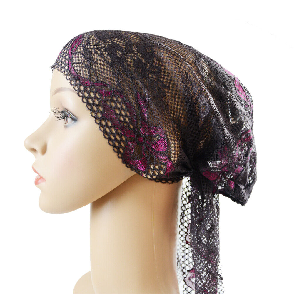 Women Lady Lace Caps Muslim Turban Wrap Hair Loss Hats Beanie Cover Underscarf - Picture 20 of 35