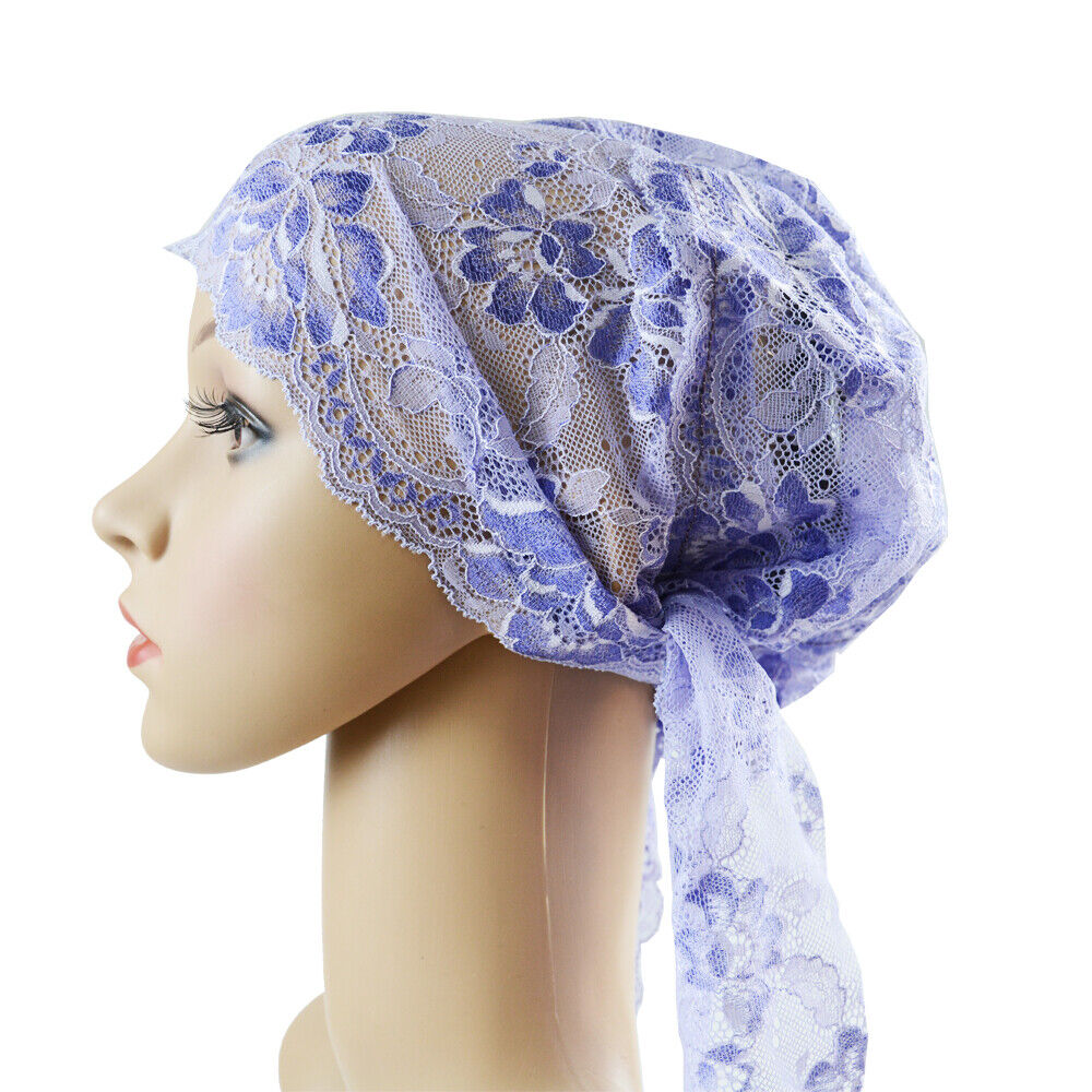 Women Lady Lace Caps Muslim Turban Wrap Hair Loss Hats Beanie Cover Underscarf - Picture 24 of 35