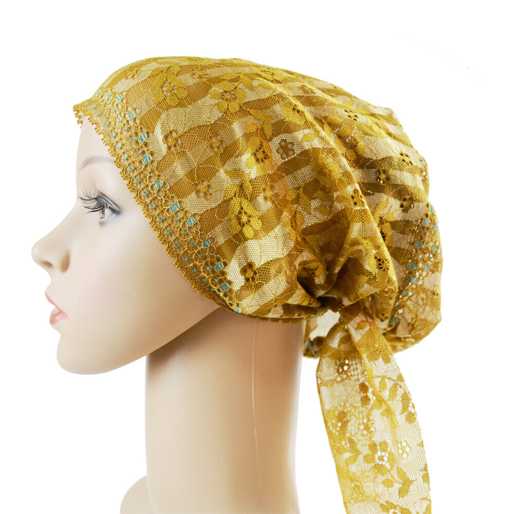 Women Lady Lace Caps Muslim Turban Wrap Hair Loss Hats Beanie Cover Underscarf - Picture 33 of 35