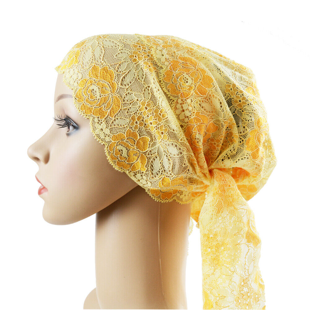 Women Lady Lace Caps Muslim Turban Wrap Hair Loss Hats Beanie Cover Underscarf - Picture 34 of 35