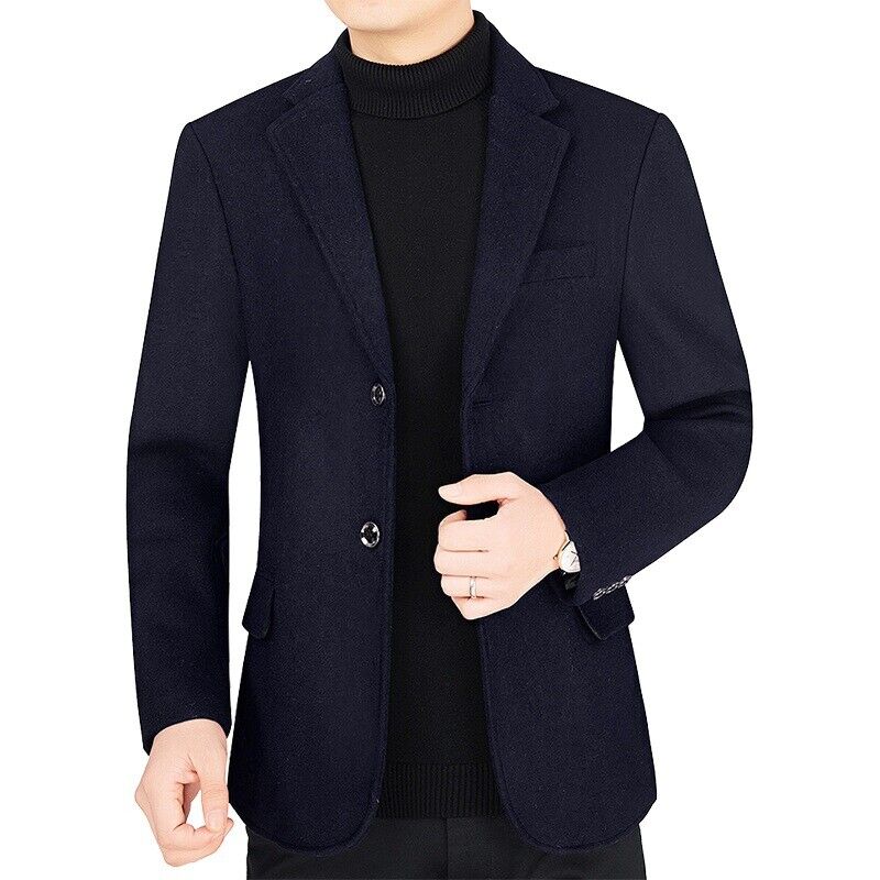 Men Formal Work Blazer Jacket Business Casual Button Slim Fit Suit Coat Tops - Picture 10 of 11