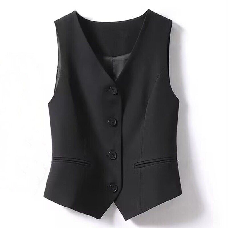 Womens Single Breasted V Neck Sleeveless Blazer Vest Slim Suit Waistcoat Gilet - Picture 11 of 18
