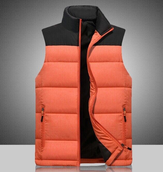 Winter Men Stand Collar Vest Sleeveless Cotton Padded Warm Pockets Waistcoat Top - Picture 18 of 18