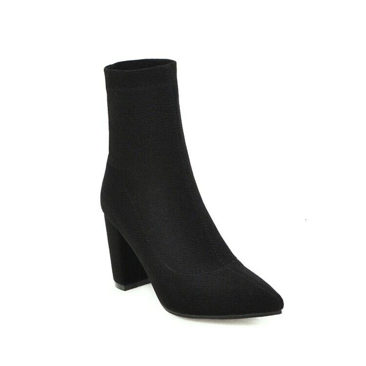 Nuevo Mujeres Botines Tacones Cuadrados Botas Tirar Botines Zapatos Mujer Talla 4-16 - Imagen 11 de 13