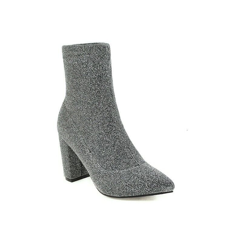 Nuevo Mujeres Botines Tacones Cuadrados Botas Tirar Botines Zapatos Mujer Talla 4-16 - Imagen 12 de 13