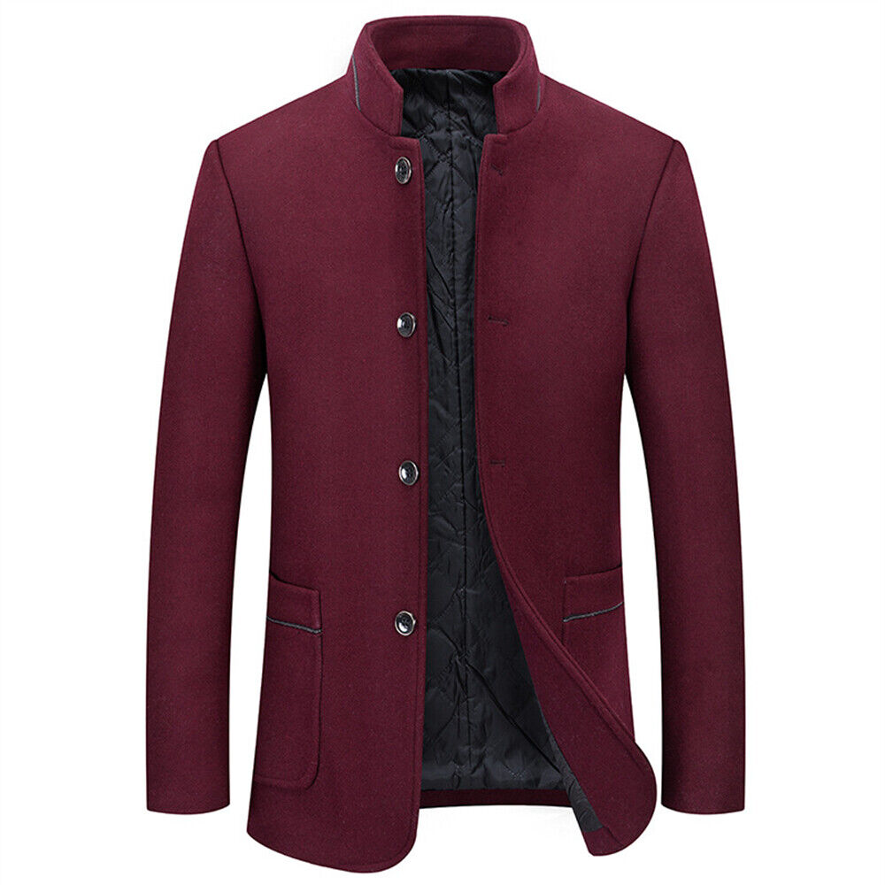 Gabardina de negocios francesa con cuello alto para hombre Abrigo de lana cálido de invierno - Imagen 13 de 15