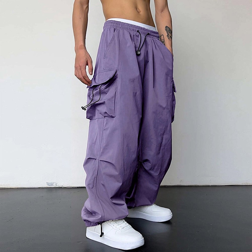 Casual Baggy Sweatpants Men's Vintage Hip Hop Wide Leg Parachute Pants - Picture 16 of 27