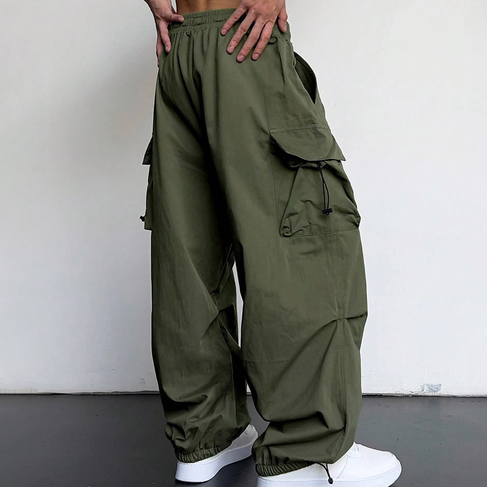 Casual Baggy Sweatpants Men's Vintage Hip Hop Wide Leg Parachute Pants - Picture 20 of 27