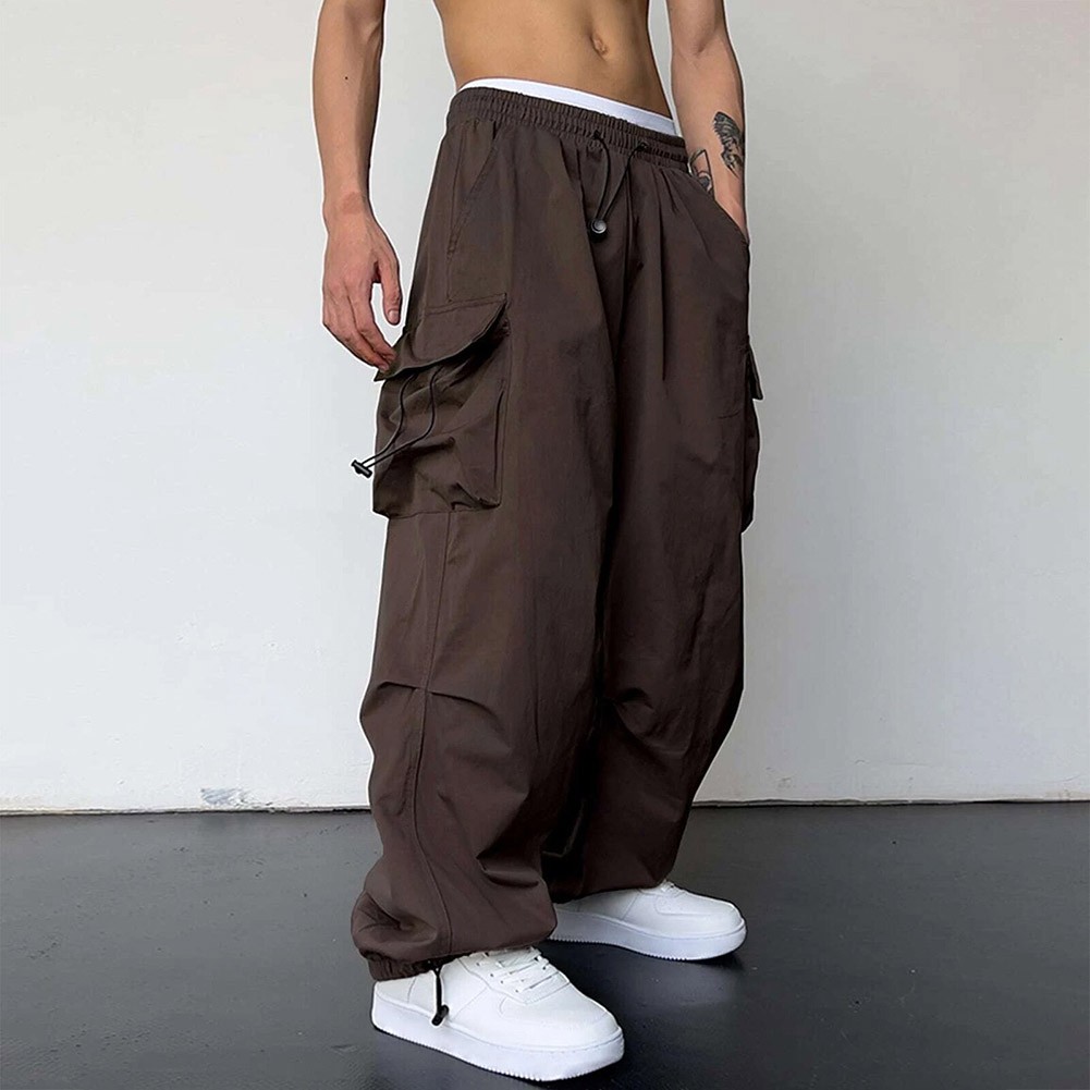 Casual Baggy Sweatpants Men's Vintage Hip Hop Wide Leg Parachute Pants - Picture 21 of 27