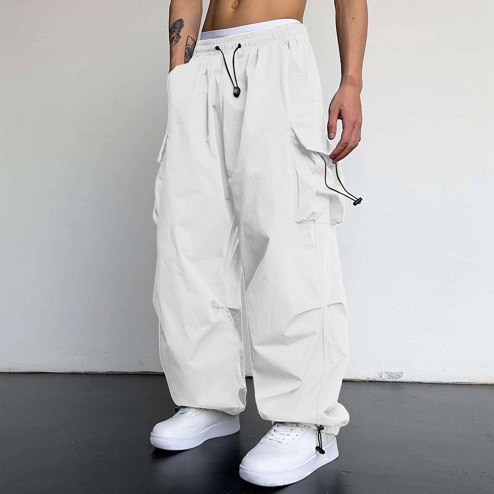 Casual Baggy Sweatpants Men's Vintage Hip Hop Wide Leg Parachute Pants - Picture 24 of 27