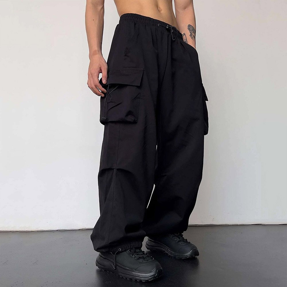 Casual Baggy Sweatpants Men's Vintage Hip Hop Wide Leg Parachute Pants - Picture 13 of 27