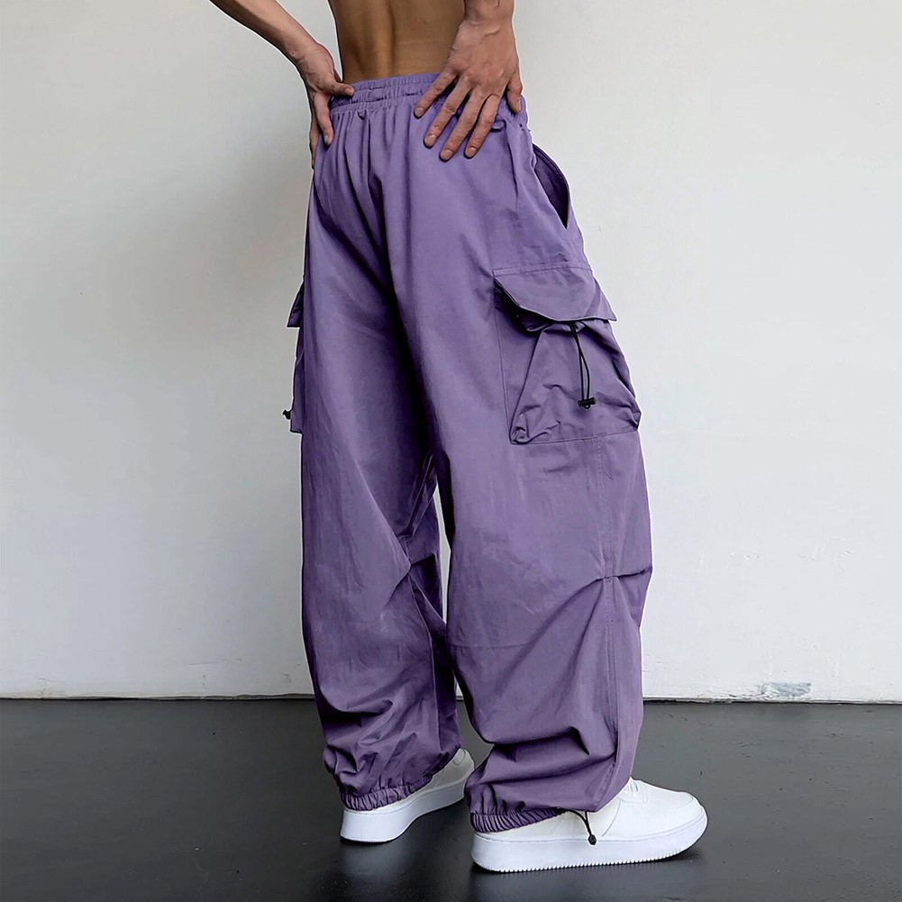 Casual Baggy Sweatpants Men's Vintage Hip Hop Wide Leg Parachute Pants - Picture 17 of 27