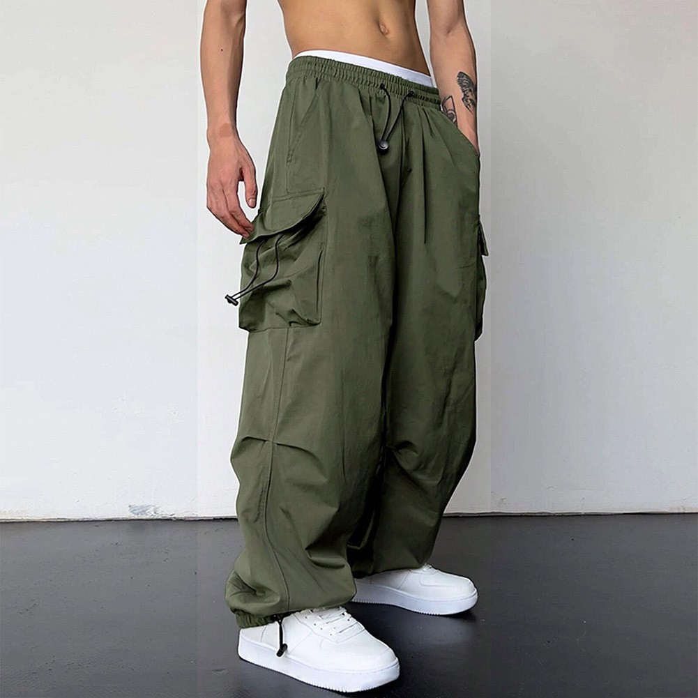 Casual Baggy Sweatpants Men's Vintage Hip Hop Wide Leg Parachute Pants - Picture 19 of 27
