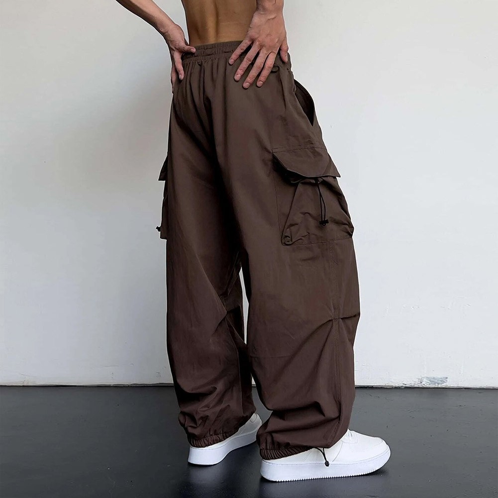 Casual Baggy Sweatpants Men's Vintage Hip Hop Wide Leg Parachute Pants - Picture 22 of 27