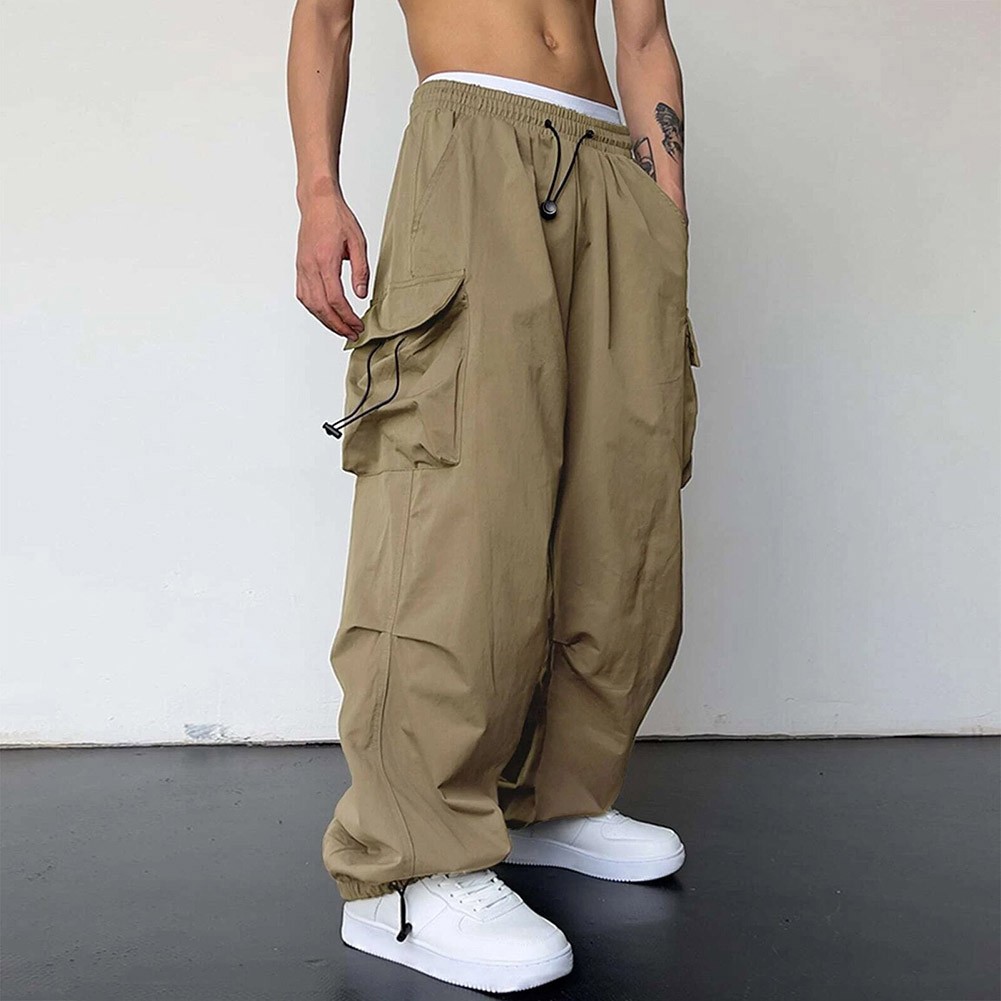 Casual Baggy Sweatpants Men's Vintage Hip Hop Wide Leg Parachute Pants - Picture 25 of 27