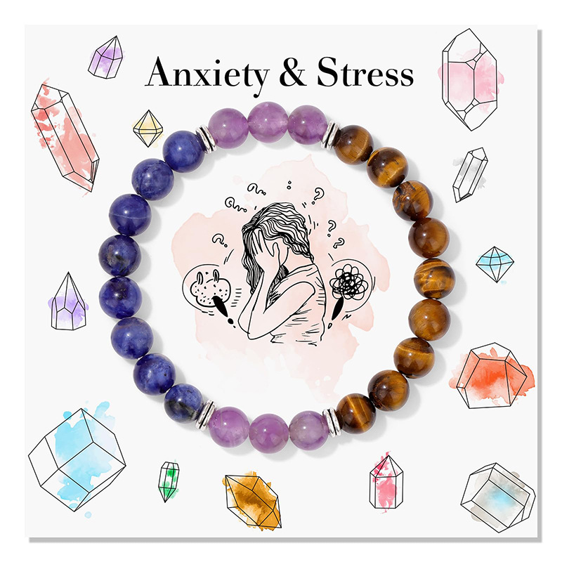 NEW Amethyst Tiger Eye Stone Bracelet 8mm Blue Pattern Stone Yoga Bracelet - Picture 25 of 47