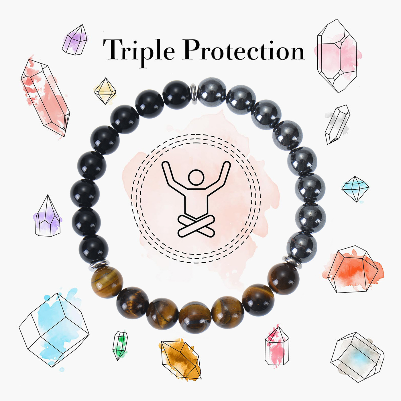 NEW Amethyst Tiger Eye Stone Bracelet 8mm Blue Pattern Stone Yoga Bracelet - Picture 42 of 47