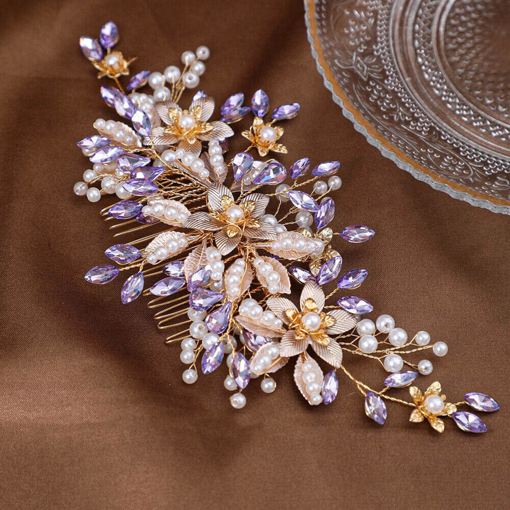 Bride Rhinestone Pearl Hair Comb Retro and Modern Wedding Hair Side Combs - Picture 15 of 15