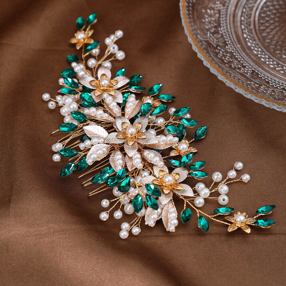 Bride Rhinestone Pearl Hair Comb Retro and Modern Wedding Hair Side Combs - Picture 14 of 15