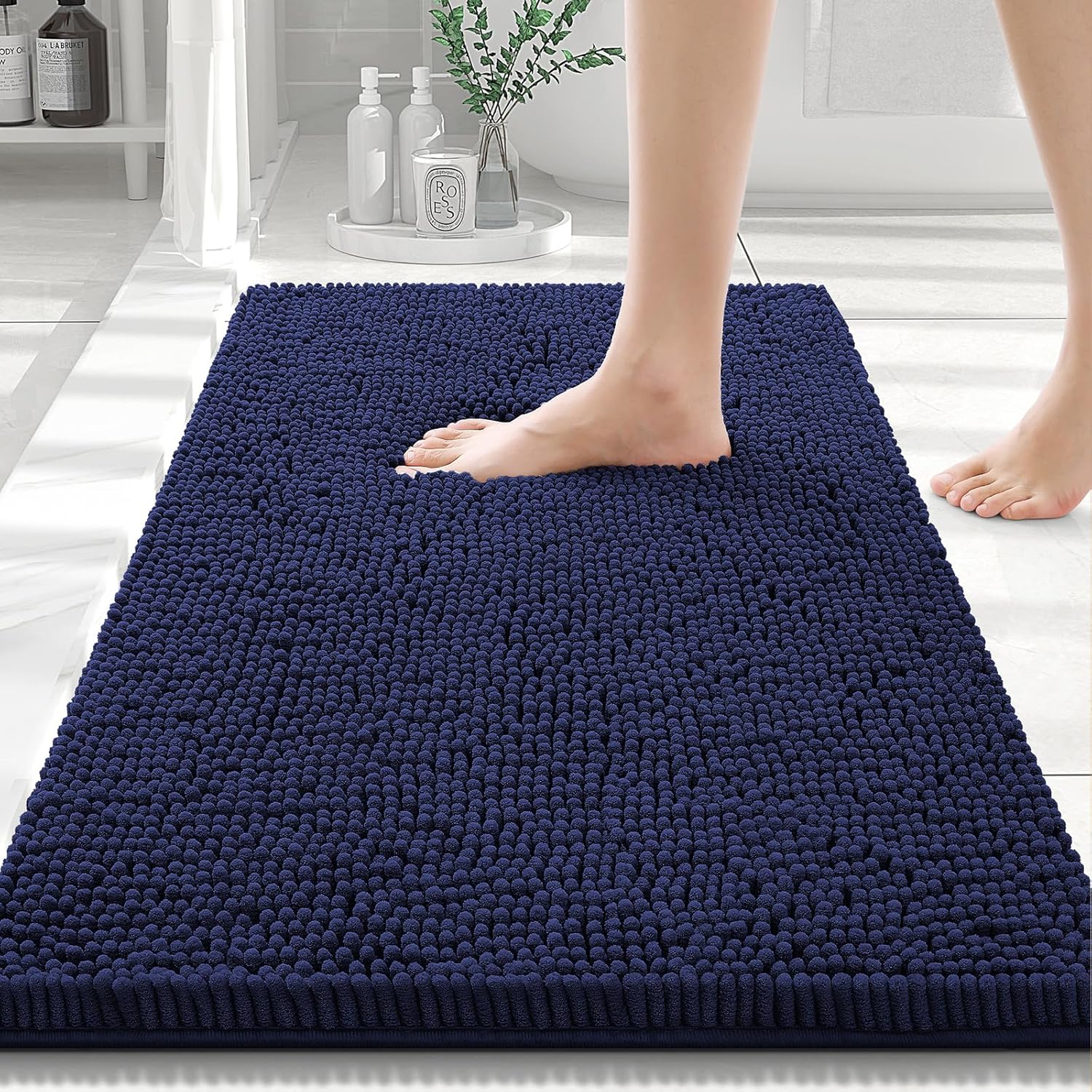 Luxury Chenille Bath Rug Extra Soft Shaggy Bathroom Mat Non-Slip Plush Carpet - Picture 27 of 38