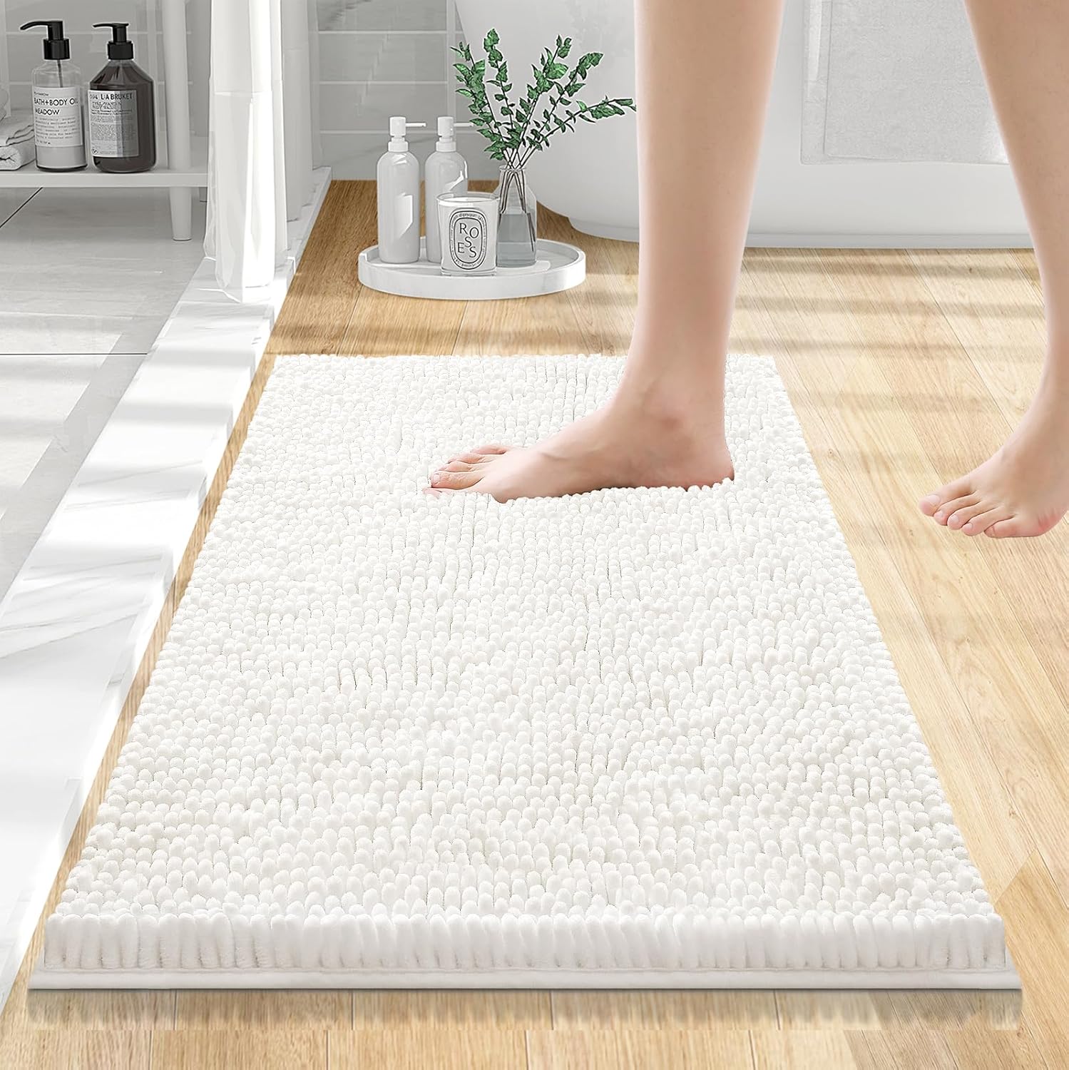 Luxury Chenille Bath Rug Extra Soft Shaggy Bathroom Mat Non-Slip Plush Carpet - Picture 30 of 38