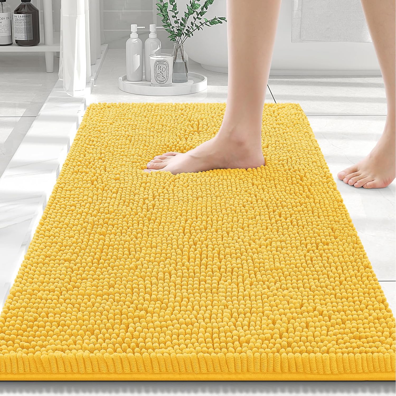 Luxury Chenille Bath Rug Extra Soft Shaggy Bathroom Mat Non-Slip Plush Carpet - Picture 31 of 38