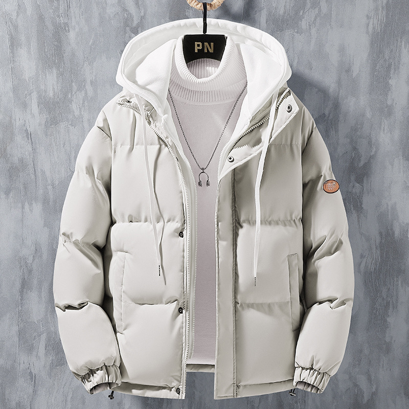 Men's Fashion Hooded Jacket Winter Windproof Thickened Two-in-One Solid Color - Picture 18 of 20