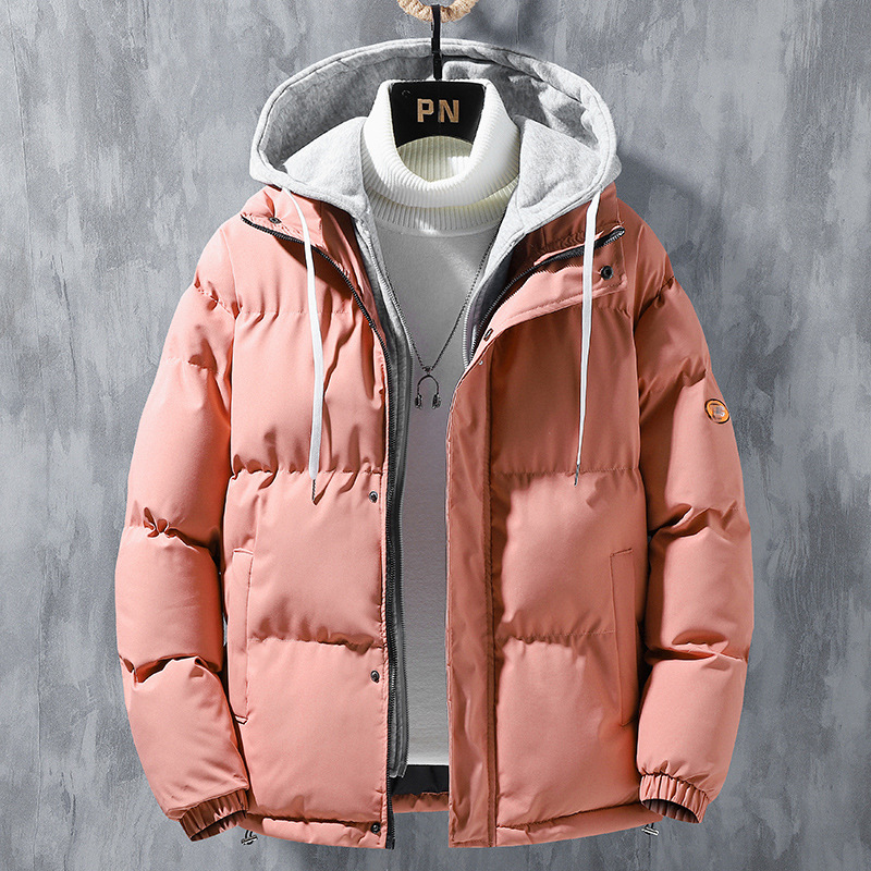 Men's Fashion Hooded Jacket Winter Windproof Thickened Two-in-One Solid Color - Picture 19 of 20