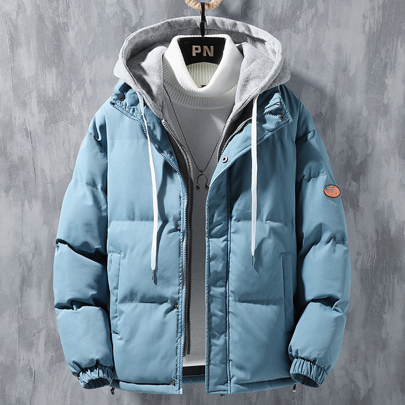 Men's Fashion Hooded Jacket Winter Windproof Thickened Two-in-One Solid Color - Picture 20 of 20