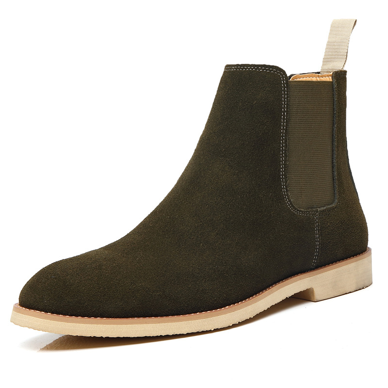Men Suede Leather High Top Ankle Boots Pull On Shoes British Chelsea Boots - Picture 24 of 24