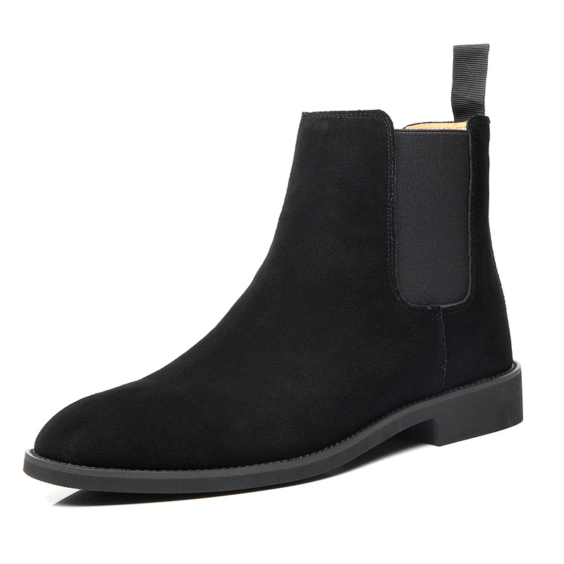 Men Suede Leather High Top Ankle Boots Pull On Shoes British Chelsea Boots - Picture 20 of 24