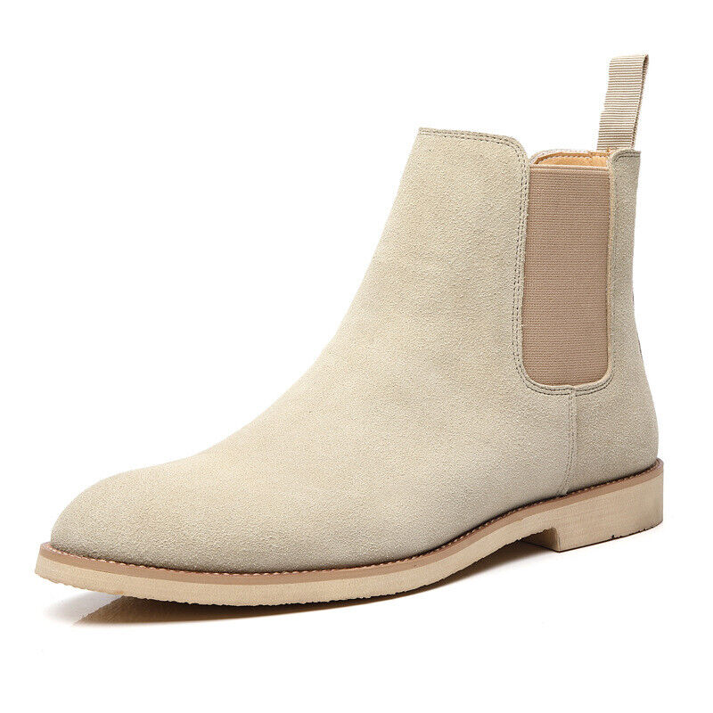 Men Suede Leather High Top Ankle Boots Pull On Shoes British Chelsea Boots - Picture 23 of 24