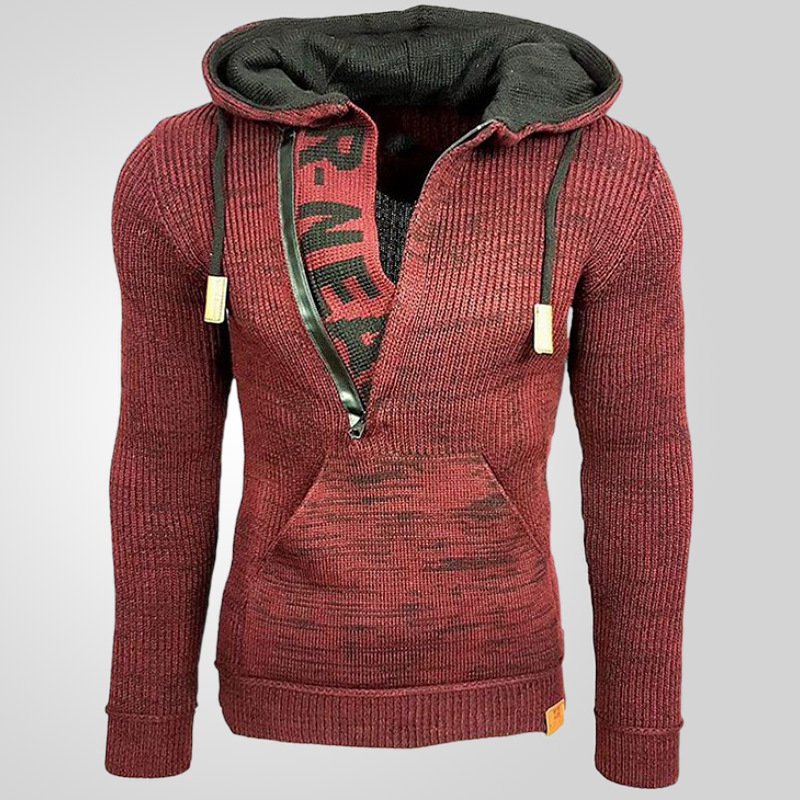 Pullover uomo con cappuccio maglia maglieria casual manica lunga maglione felpa - Foto 26 di 30