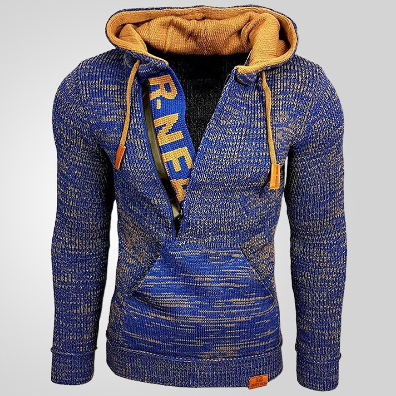 Pullover uomo con cappuccio maglia maglieria casual manica lunga maglione felpa - Foto 27 di 30