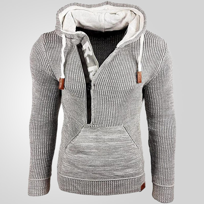 Pullover uomo con cappuccio maglia maglieria casual manica lunga maglione felpa - Foto 29 di 30