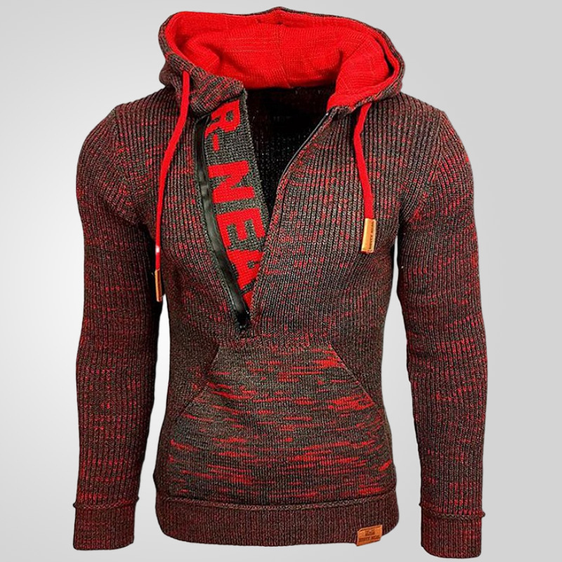 Pullover uomo con cappuccio maglia maglieria casual manica lunga maglione felpa - Foto 30 di 30