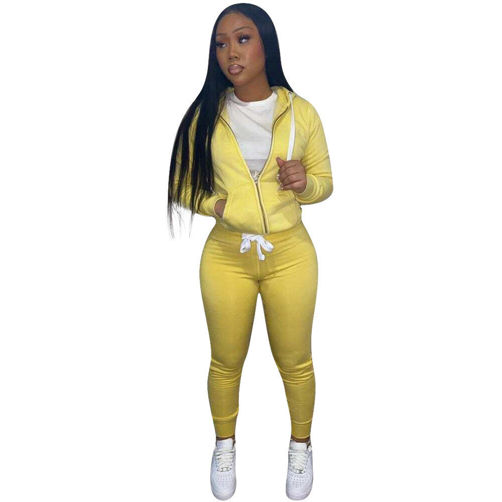 2-Piece Women's Clothing New Plus Size Fashion Set Solid Color Hooded Sweatshirt - Picture 19 of 28