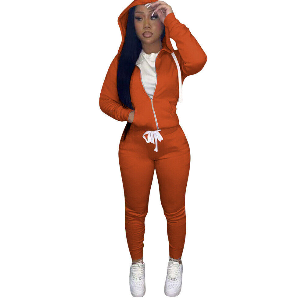 2-Piece Women's Clothing New Plus Size Fashion Set Solid Color Hooded Sweatshirt - Picture 20 of 28