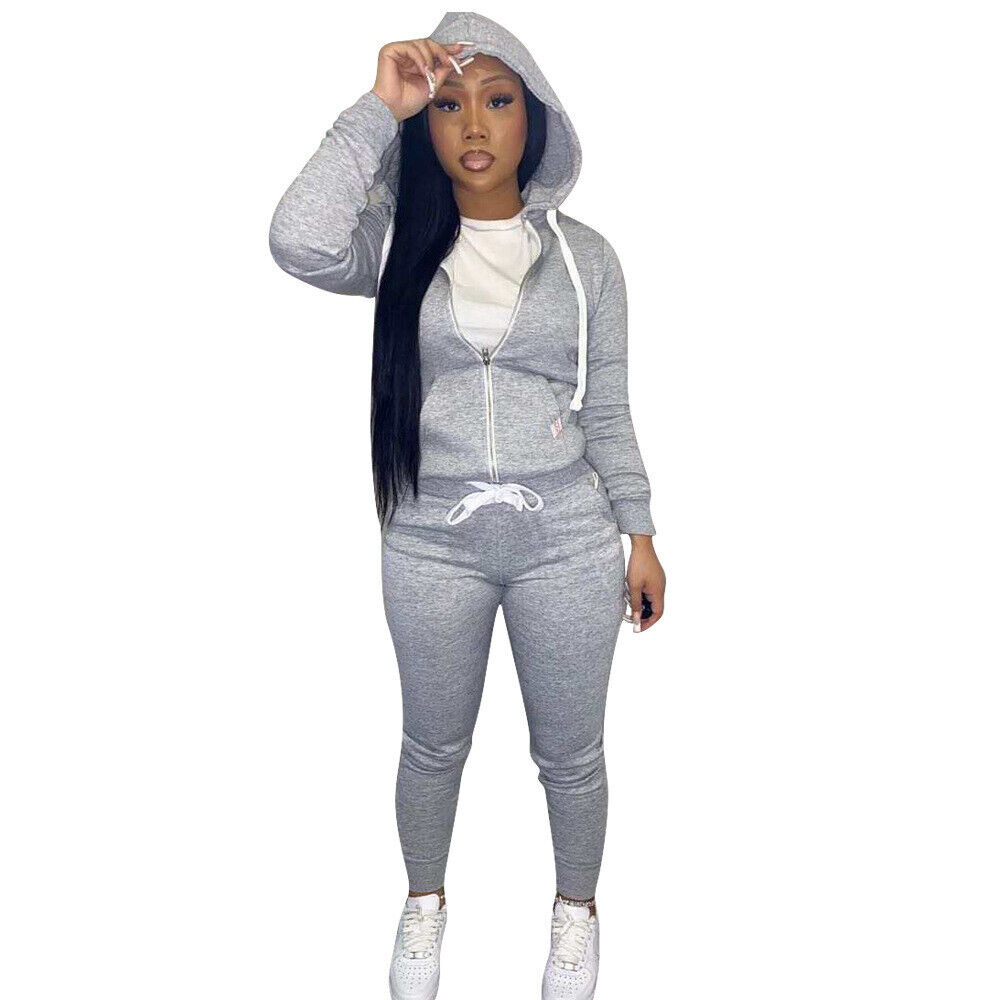 2-Piece Women's Clothing New Plus Size Fashion Set Solid Color Hooded Sweatshirt - Picture 21 of 28