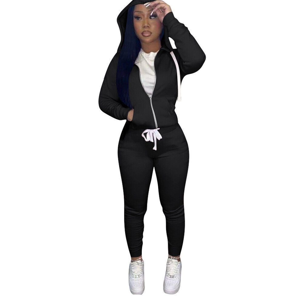 2-Piece Women's Clothing New Plus Size Fashion Set Solid Color Hooded Sweatshirt - Picture 22 of 28