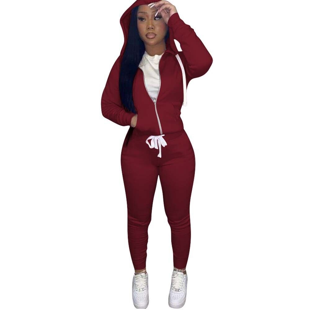 2-Piece Women's Clothing New Plus Size Fashion Set Solid Color Hooded Sweatshirt - Picture 27 of 28