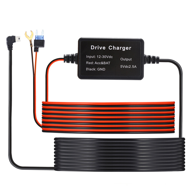 Kit de cable duro 5V/2.5A mini-USB cámara de automóvil para cámara de tablero modo monitor de estacionamiento 24H - Imagen 16 de 18