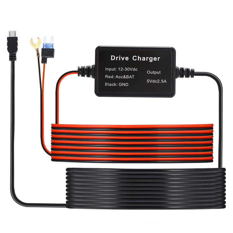 Kit de cable duro 5V/2.5A mini-USB cámara de automóvil para cámara de tablero modo monitor de estacionamiento 24H - Imagen 17 de 18