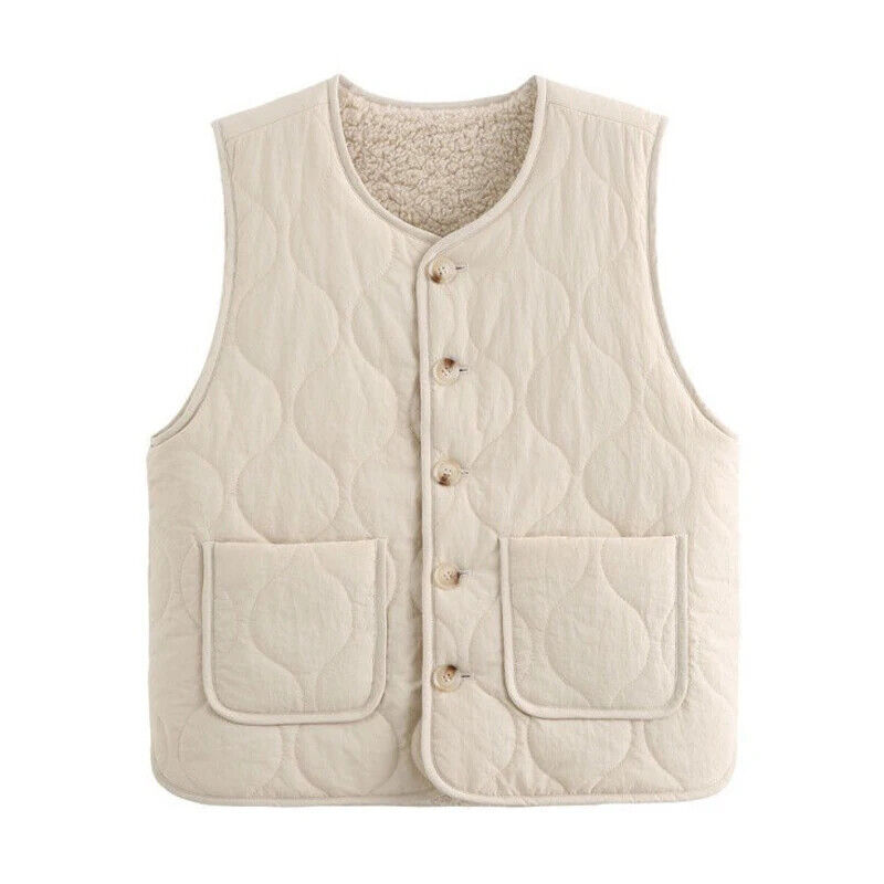 Vests Button Waistcoat Hair Thermal Warm Thick Sleeveless Jacket Ladies Coats - Picture 25 of 26