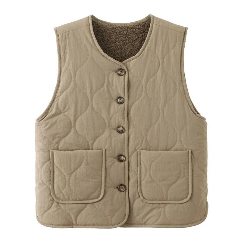 Vests Button Waistcoat Hair Thermal Warm Thick Sleeveless Jacket Ladies Coats - Picture 26 of 26