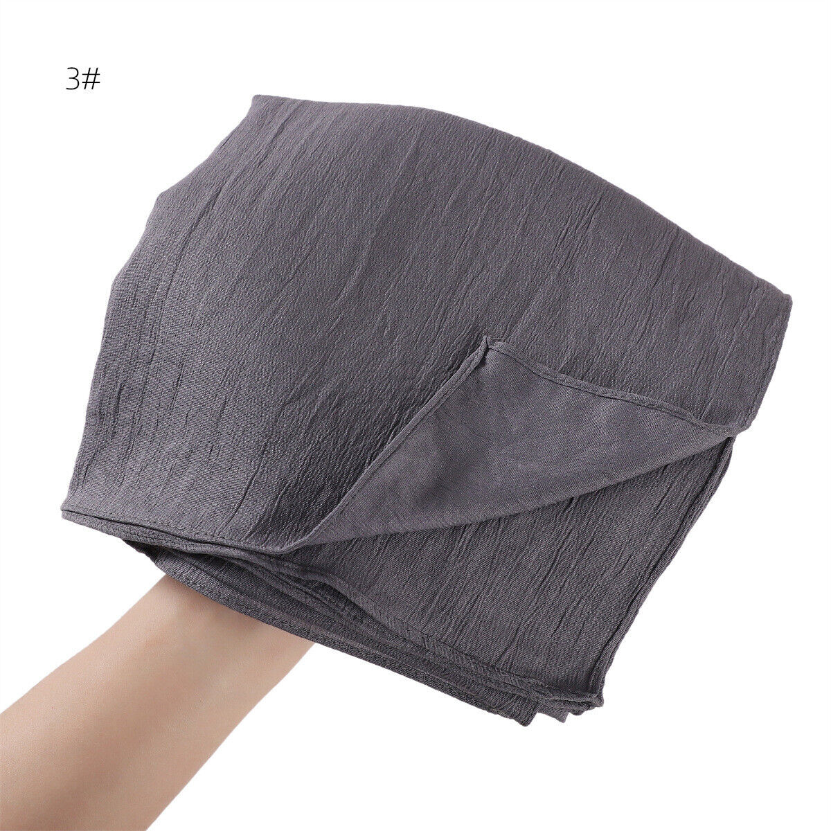 Muslim Women Solid Color Crinkle Scarf Hijab Long Headscarf Wrap Shawl 180*90cm - Picture 27 of 61