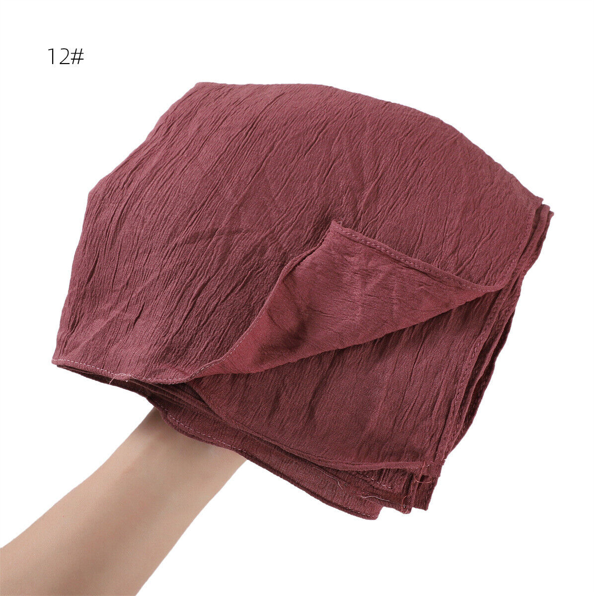 Muslim Women Solid Color Crinkle Scarf Hijab Long Headscarf Wrap Shawl 180*90cm - Picture 36 of 61