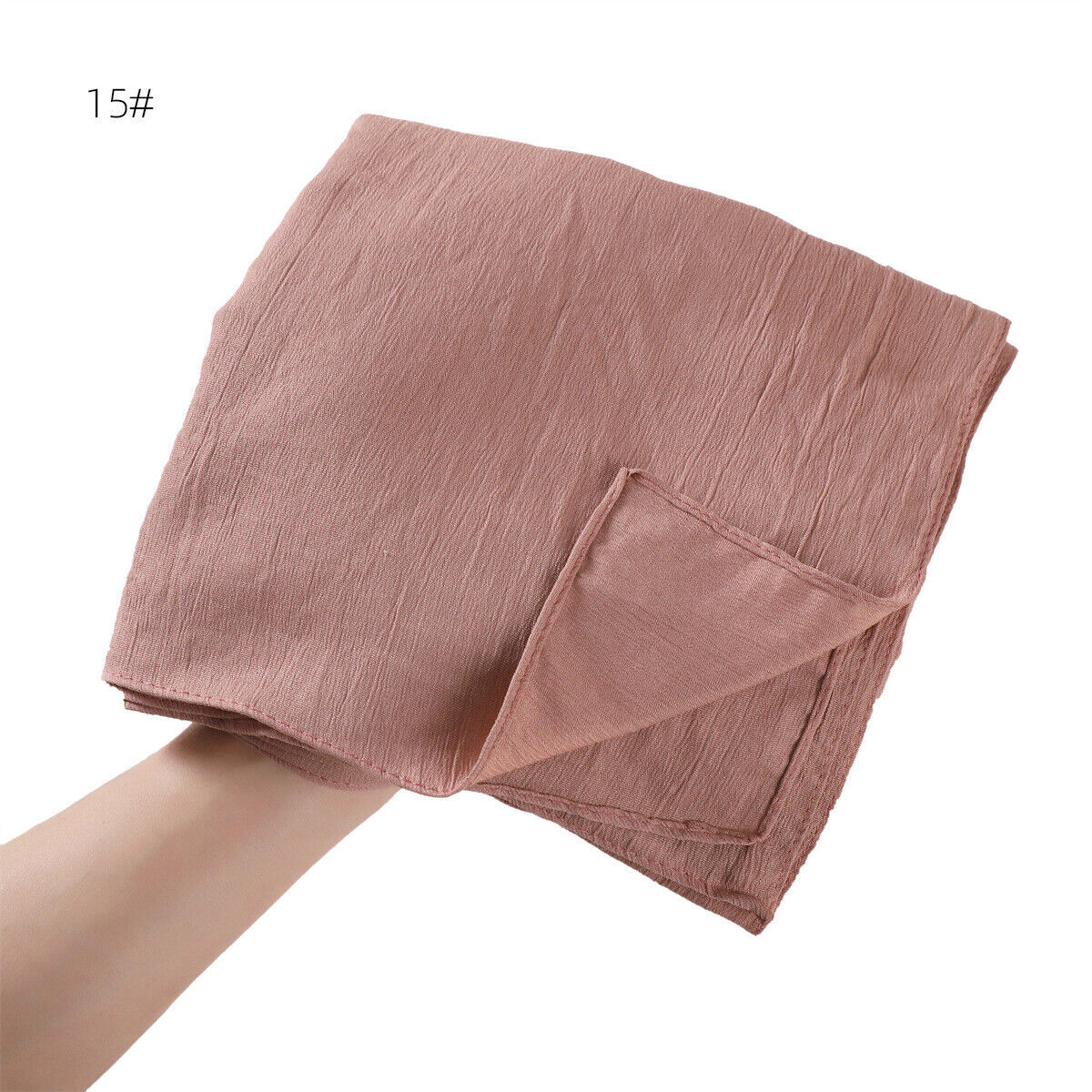 Muslim Women Solid Color Crinkle Scarf Hijab Long Headscarf Wrap Shawl 180*90cm - Picture 39 of 61